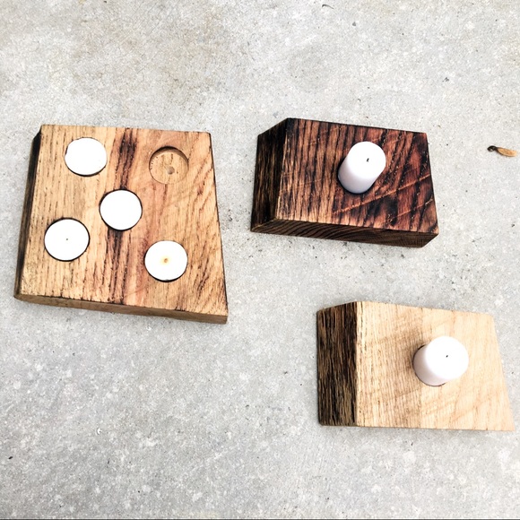 Hand Crafted Other - Rustic Contemporary Wood Candle Holders set of 3